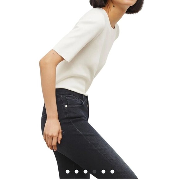 FRAME Le Crop Slim Bootcut Jeans Womens Size 29 Black Raw Edge Denim Mid Rise - Picture 9 of 16